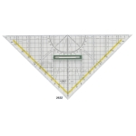 Trojúhelník Li 45 - geometrie, přepona 32cm, žlutý úhloměr, držák