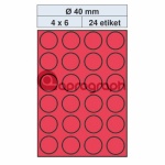Samolepicí etikety průměr 40,0mm, červené
