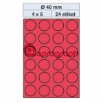 Samolepicí etikety průměr 40,0mm, červené