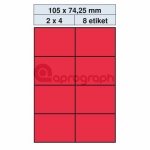 Samolepicí etikety 105,0mm x 74,25mm, červené