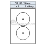 Samolepicí etikety na CD/DVD 118,0mm / 18,0mm, bílé