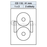 Samolepicí etikety na CD/DVD 118,0mm / 41,0mm, bílé