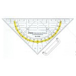 Trojúhelník St 45 - geometrie, přepona 16cm, žlutý úhloměr, držák